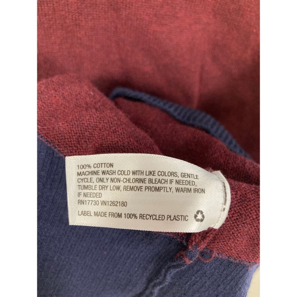 Goodfellow & Co Crewneck Sweater Mens Large Burgundy Navy Blue 100% Cotton Knit - Picture 6 of 8